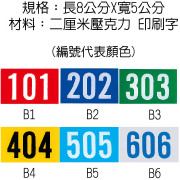 小型教室用編號牌